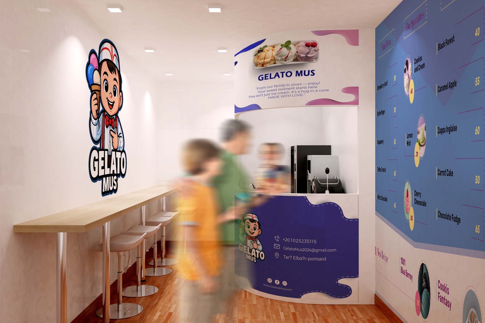 Lifestyle-styled branding image showcasing Gelato Mus dessert visuals.