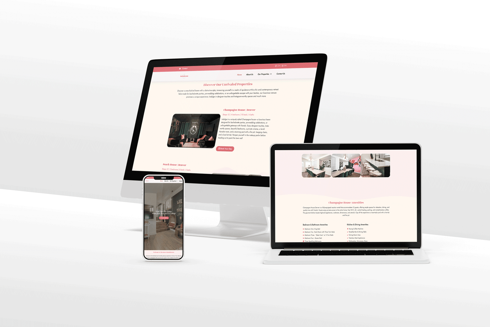 Responsive website interface for DenBach showcasing updated branding and layout designed by Your Wish Digital.
