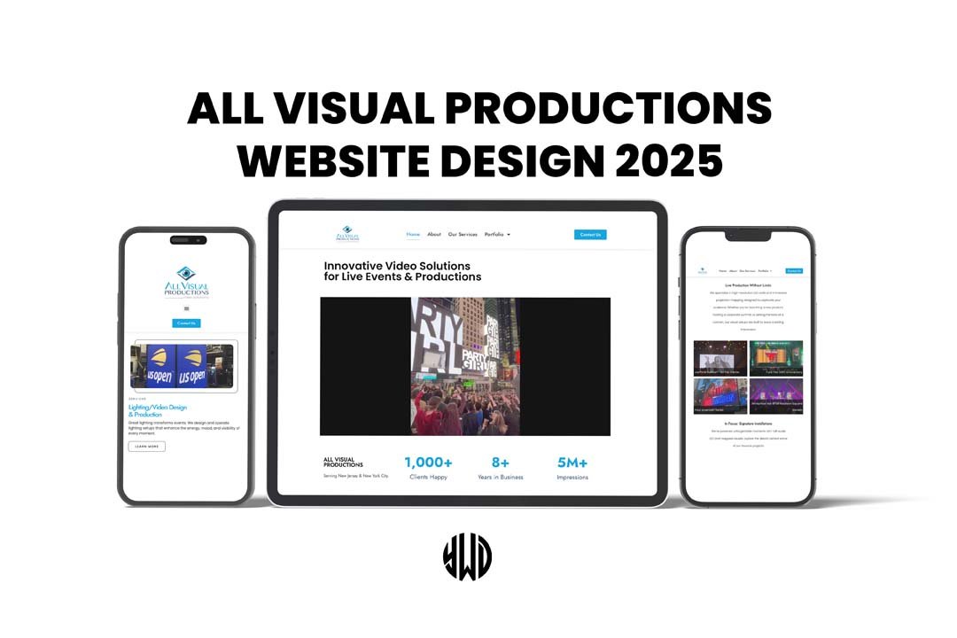 Homepage preview for All Visual Productions highlighting the redesign executed by Your Wish Digital.