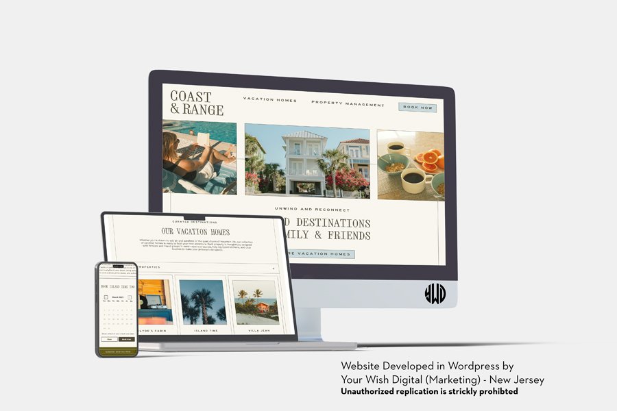 Coast & Range Vacations vacation rental website designed and developed by Your Wish Digital