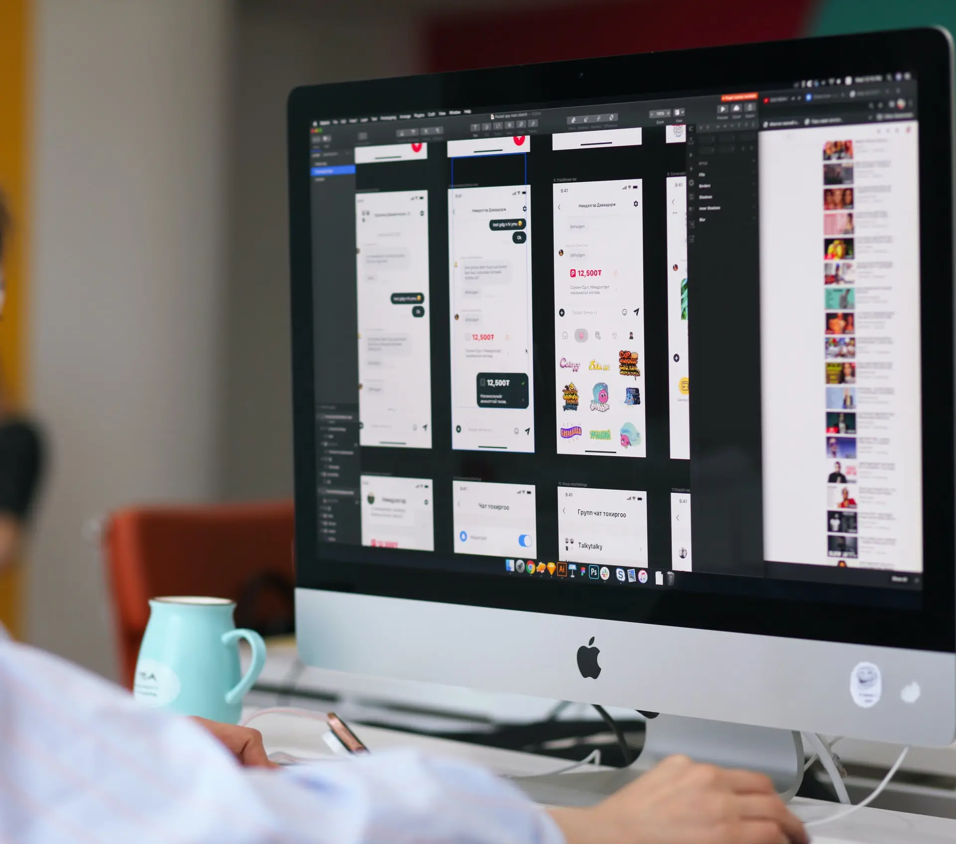 Graphic designer Omnia Youssef creating digital artwork for Your Wish Digital using industry-standard design tools.