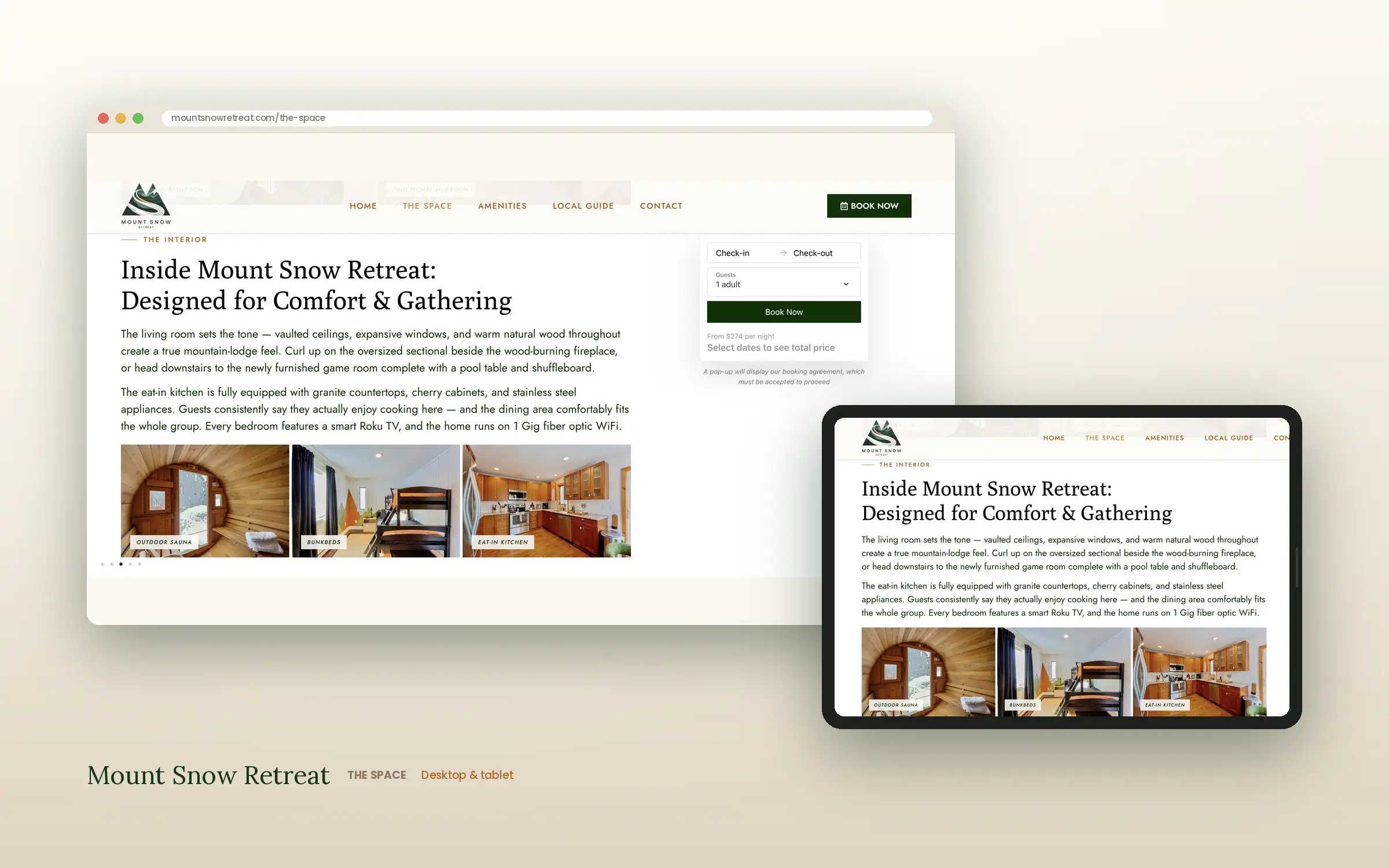 Website Designers New Jersey-mount snow retreat direct booking website mockup desktop tablet your wish digital