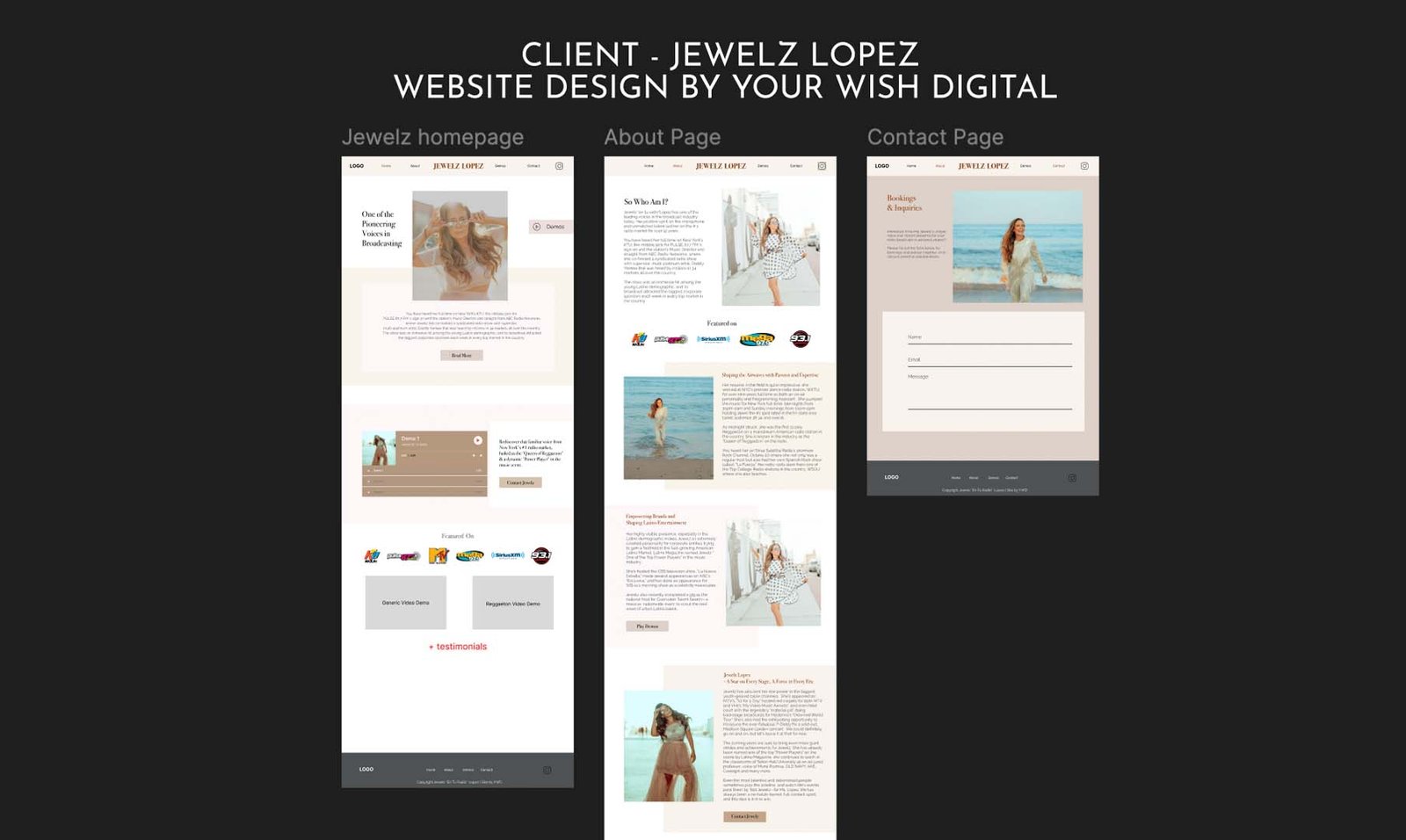 Custom page layouts designed from scratch by Your Wish Digital for a service business website