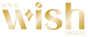 Your Wish Digital logo in gold with transparent background